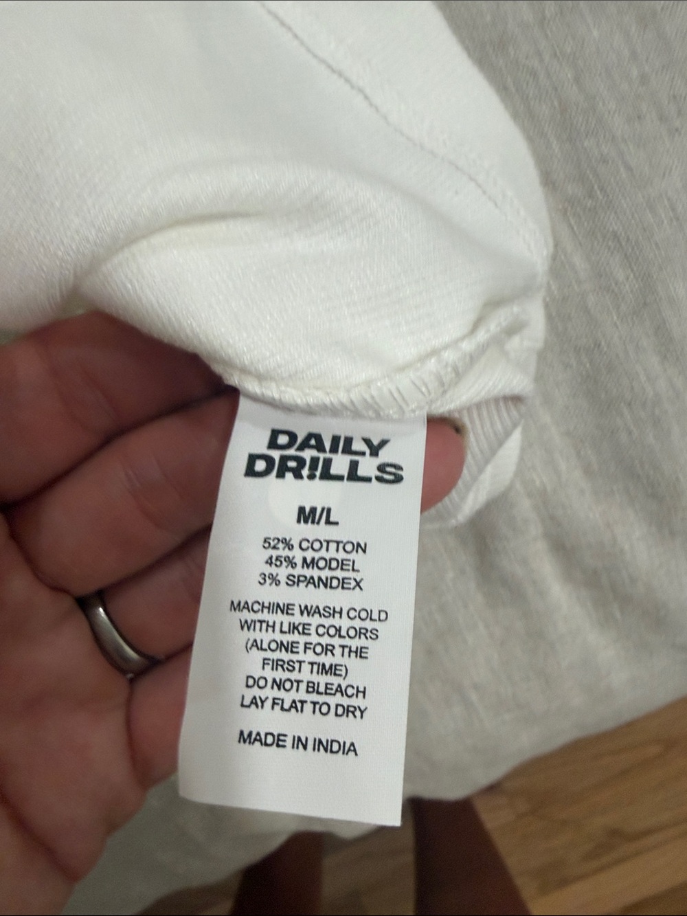 Daily Drills White Boy Tee with Light Blue Trim and Green Logo - Picture 4 of 4
